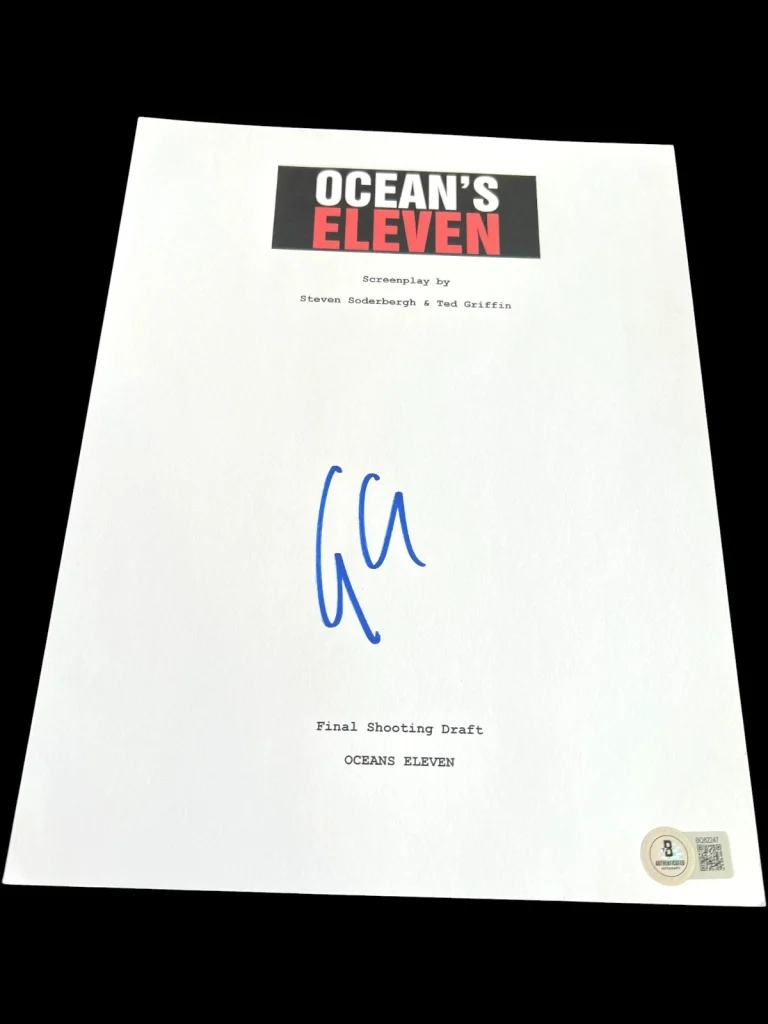 GEORGE CLOONEY SIGNED AUTOGRAPH MOVIE SCRIPT OCEANS ELEVEN PITT BECKETT BAS X2