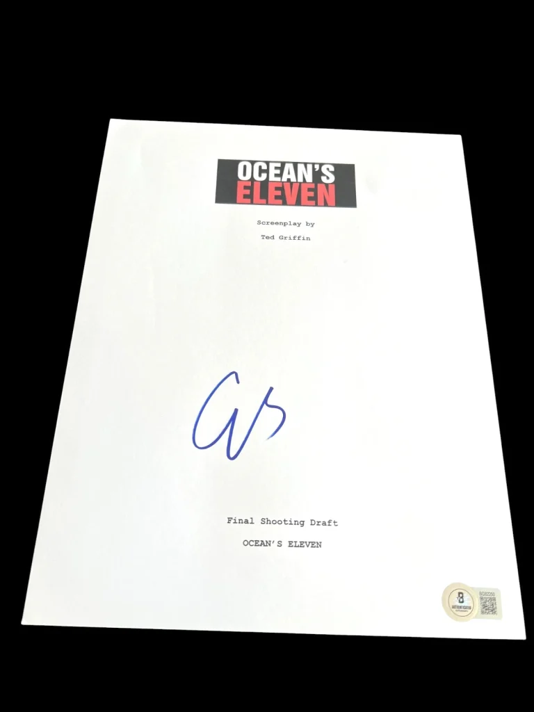 GEORGE CLOONEY SIGNED AUTOGRAPH MOVIE SCRIPT OCEANS ELEVEN PITT BECKETT BAS X1