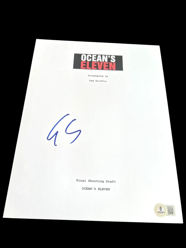 GEORGE CLOONEY SIGNED AUTOGRAPH MOVIE SCRIPT OCEANS ELEVEN PITT BECKETT BAS F