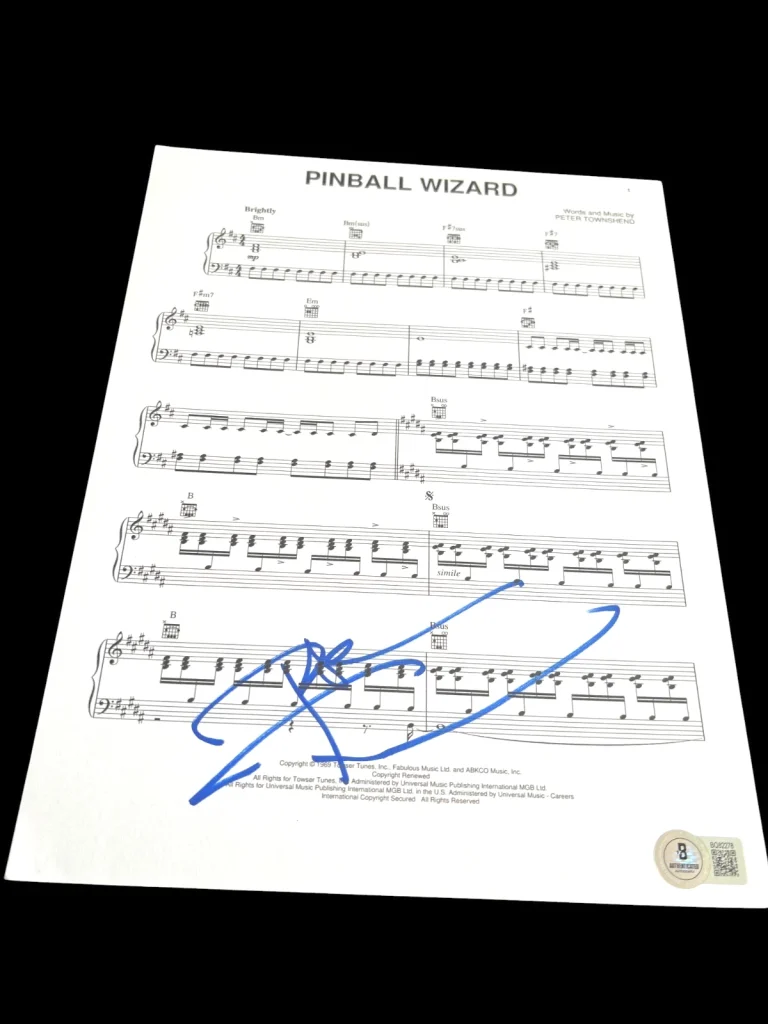 PETE TOWNSHEND SIGNED AUTOGRAPH SHEET MUSIC PINBALL WIZARD THE WHO BECKETT BAS F