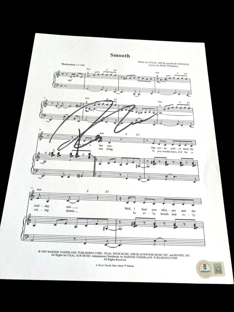 ROB THOMAS SIGNED AUTOGRAPH SHEET MUSIC SMOOTH BECKETT BAS COA D