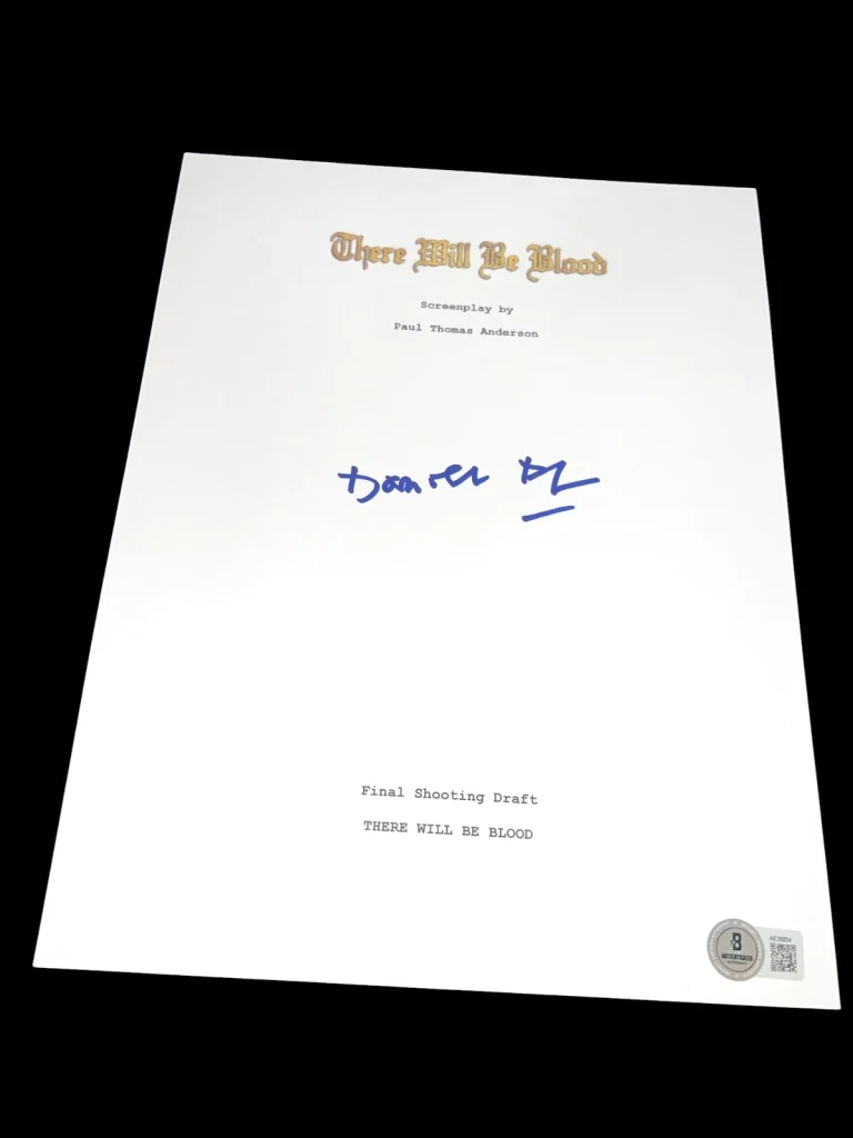 DANIEL DAY LEWIS SIGNED AUTOGRAPH MOVIE SCRIPT THERE WILL BE BLOOD BECKETT BAS E