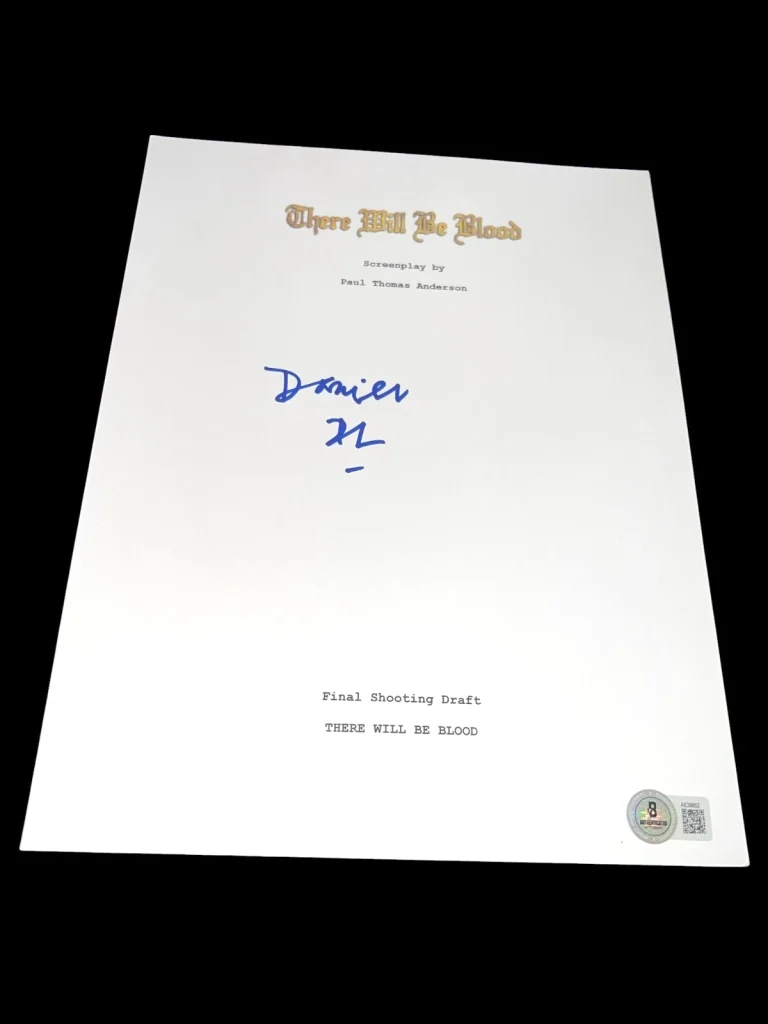 DANIEL DAY LEWIS SIGNED AUTOGRAPH MOVIE SCRIPT THERE WILL BE BLOOD BECKETT BAS