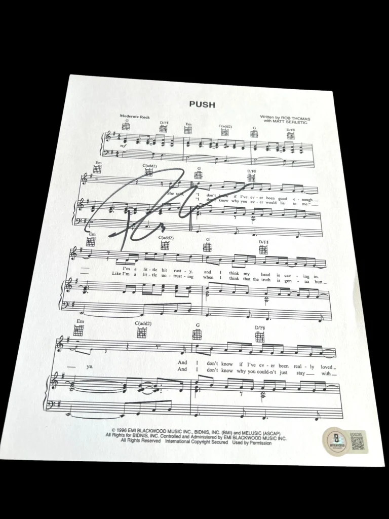 ROB THOMAS SIGNED AUTOGRAPH SHEET MUSIC SMOOTH PUSH BECKETT BAS COA D