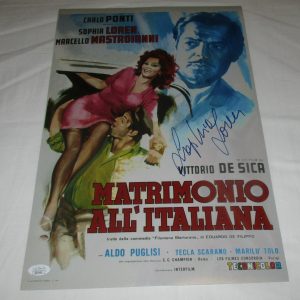 SOPHIA LOREN SIGNED MATRIMONIO ALL'ITALIANA 12X18 MOVIE POSTER JSA