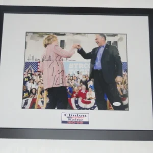 HILLARY CLINTON TIM KAINE SIGNED FRAMED 11X14 PHOTO PROOF 45TH PRESIDENT JSA LOA