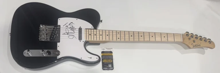 JIM PETERIK SIGNED BLACK ELECTRIC GUITAR SURVIVOR EYE OF THE TIGER JSA COA