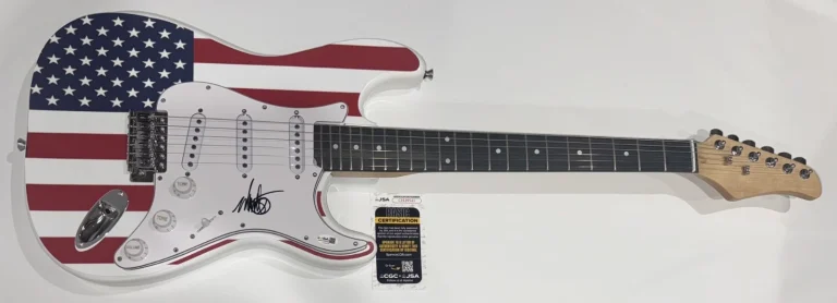 MARK HOPPUS SIGNED USA FLAG ELECTRIC GUITAR BLINK 182 JSA COA