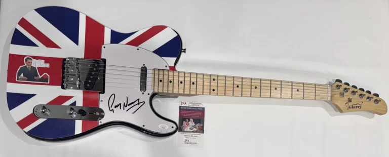 GARY NUMAN SIGNED CUSTOM UK FLAG ELECTRIC GUITAR CARS TUBEWAY ARMY JSA COA