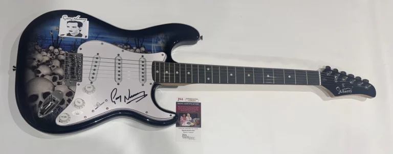 GARY NUMAN SIGNED SKULL ELECTRIC GUITAR CARS TUBEWAY ARMY JSA COA