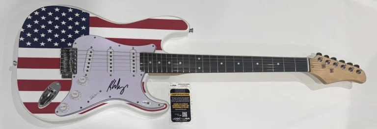KIP WINGER SIGNED USA FLAG ELECTRIC GUITAR WINGER AUTOGRAPHED JSA COA