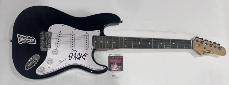 ROB HALFORD SIGNED BLACK ELECTRIC GUITAR JUDAS PRIEST JSA COA