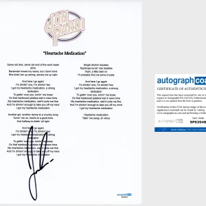 'Jon Pardi' Country Singer Signed Lyric Sheet 'Heartache Medication' ACOA
