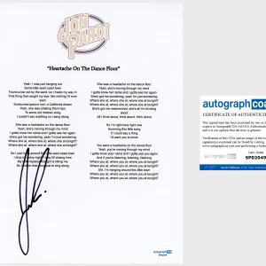 'Jon Pardi' Country Singer Signed Lyric Sheet Heartache On The Dance Floor ACOA