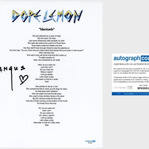 ‘Dope Lemon’ Signed Lyric Sheet ‘Marinade’ ACOA Angus Stone