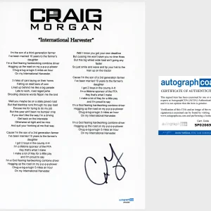 'Craig Morgan' Signed Lyric Sheet 'International Harvester' ACOA Country