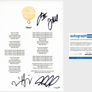 ‘Collective Soul’ Band Signed Lyric Sheet 'Shine' +4 ACOA