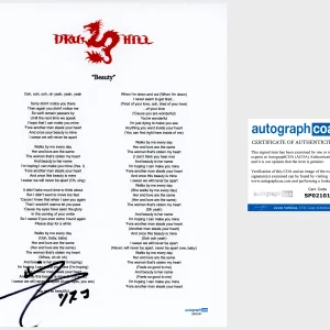 Sisqo ‘Dru Hill’ Frontman Signed Lyric Sheet 'Beauty' ACOA
