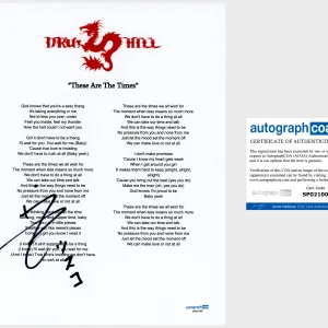 Sisqo ‘Dru Hill’ Frontman Signed Lyric Sheet 'These Are The Times' ACOA
