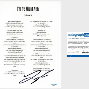 Tyler Hubbard ‘Florida Georgia Line’ Signed Lyric Sheet ‘5 Foot 9’ Country ACOA