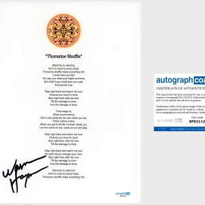 Warren Haynes 'Gov't Mule' Signed Lyric Sheet 'Thorazine Shuffle' ACOA