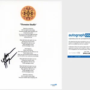 Warren Haynes 'Gov't Mule' Signed Lyric Sheet 'Thorazine Shuffle' ACOA
