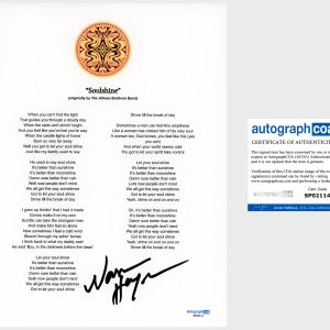 Warren Haynes 'Gov't Mule' Signed Lyric Sheet 'Soulshine' ACOA