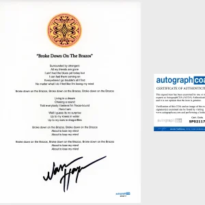 Warren Haynes 'Gov't Mule' Signed Lyric Sheet 'Broke Down On The Brazos' ACOA
