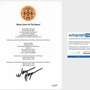 Warren Haynes 'Gov't Mule' Signed Lyric Sheet 'Broke Down On The Brazos' ACOA