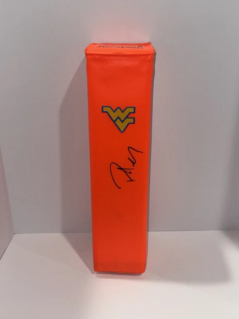 PAT MCAFEE SIGNED TOUCHDOWN PYLON WEST VIRGINIA MOUNTAINEERS FOOTBALL PROOF