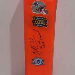 RODNEY HARRISON SIGNED TOUCHDOWN PYLON NEW ENGLAND PATRIOTS SUPER BOWL PROOF
