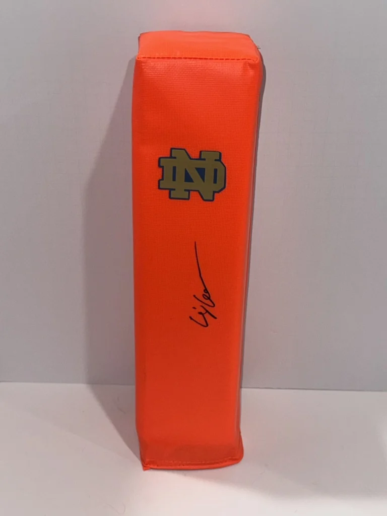 CJ CARR SIGNED TOUCHDOWN PYLON NOTRE DAME FIGHTING IRISH FOOTBALL C.J.