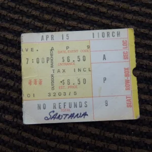 Santana April 15 1975? Used Concert Ticket Stub