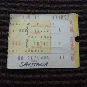 Santana April 15 1975? Used Concert Ticket Stub #2