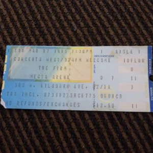 The Firm Jimmy Page March 7 1985 Mecca Used Concert Ticket Stub