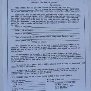 Motley Crue Vintage TFFL Concert Tour Band Rider Contract Copy #7