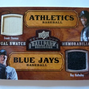 2008 Ballpark Collection Dual Swatch Memorabilia Frank Thomas Roy Halladay HOF