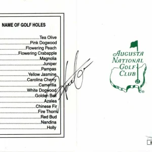 HIDEKI MATSUYAMA SIGNED AUTOGRAPH AUGUSTA NATIONAL SCORECARD 2021 MASTERS JSA
