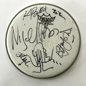ELTON JOHN & BAND (X5) SIGNED AUTOGRAPH 8" STAGE USED DRUMHEAD - ULTRA RARE JSA