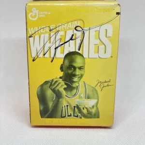 MICHAEL JORDAN SIGNED AUTOGRAPH MINI WHEATES BOX - BASKETBALL LEGEND W/ JSA LOA