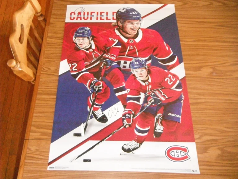MONTREAL CANADIENS COLE CAUFIELD SIGNED COSTACOS FULL SIZE POSTER