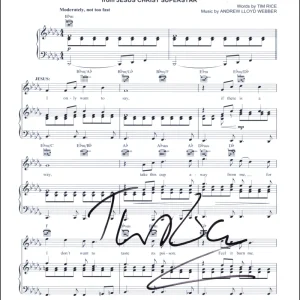 Tim Rice Signed Autograph I Only Want to Say Sheet Music Jesus Christ Superstar
