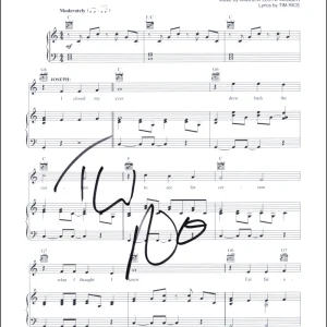 Tim Rice Signed Autograph Joseph & the Amazing Technicolor Dreamcoat Sheet Music