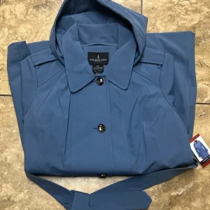 NWT London Fog Blue Ultimate Trench Coat Raincoat Womens XXL