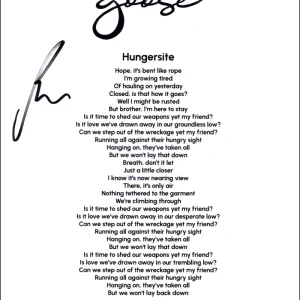 Rick Mitarotonda Goose Signed Autograph Hungersite Lyric Sheet Music JSA COA