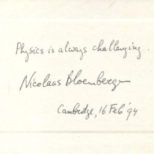 Nicolaas Bloembergen Nobel Prize Physics Laser Spectroscopy Signed Autograph ANQ