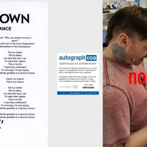 BRENT SMITH SIGNED SHINEDOWN SECOND CHANCE LYRIC SHEET w/EXACT PROOF & COA