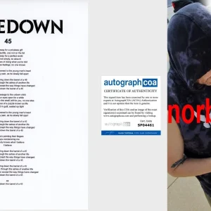 BRENT SMITH SIGNED SHINEDOWN "45" LYRIC SHEET w/EXACT PROOF & AUTOGRAPH ACOA COA