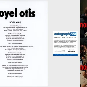 ROYEL OTIS SIGNED SOFA KING LYRIC SHEET w/EXACT PROOF & AUTOGRAPH ACOA COA