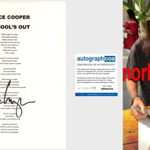 ALICE COOPER SIGNED SCHOOL'S OUT LYRIC SHEET w/EXACT PROOF & AUTOGRAPH ACOA COA